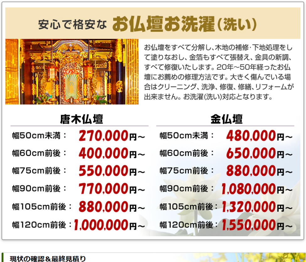 お仏壇お洗濯（洗い）